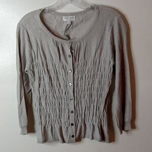 NWT Joseph A. Womens Gray Sparkle 3/4 sleeve top. PM Office, Dressy, Party.
